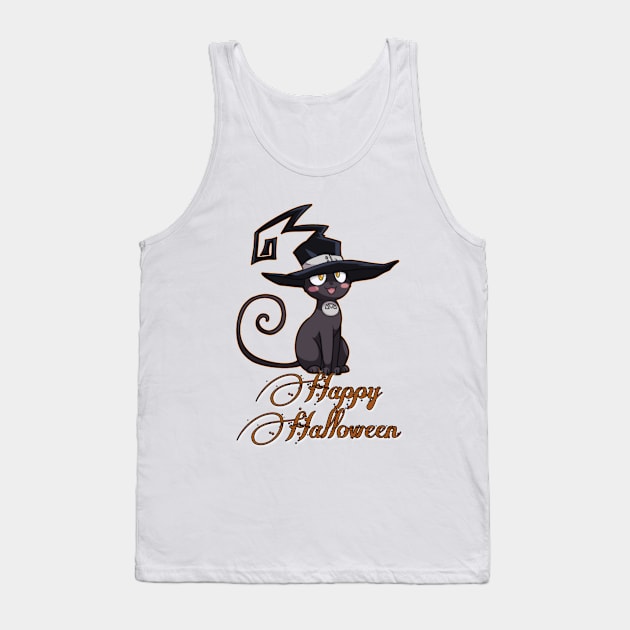 Witch Cat Halloween Tank Top by El Hybrid